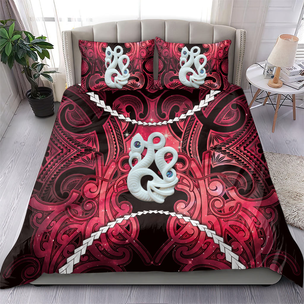 Maori Matariki Manaia Whero Bedding Set Maori Kowhaiwhai Pattern Galaxy LT01 - Polynesian Pride