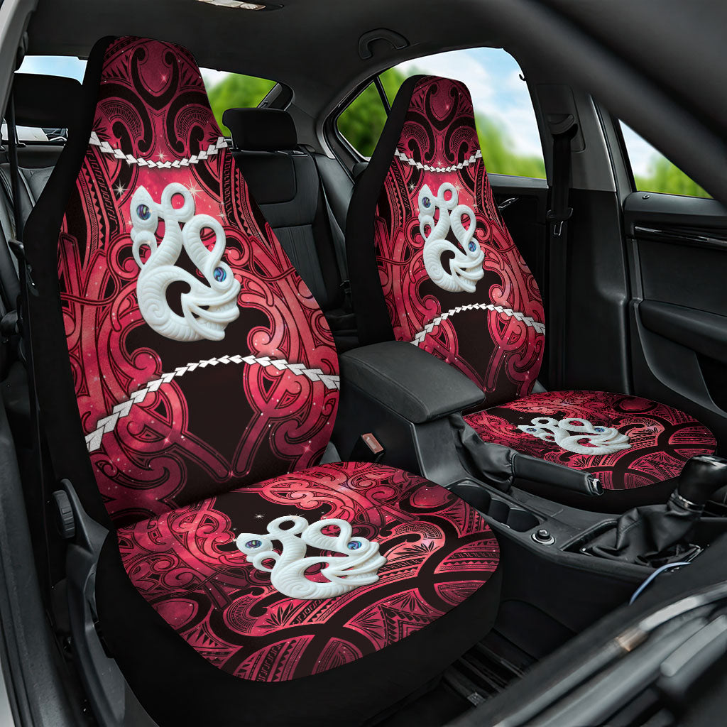 Maori Matariki Manaia Whero Car Seat Cover Maori Kowhaiwhai Pattern Galaxy LT01 One Size Red - Polynesian Pride