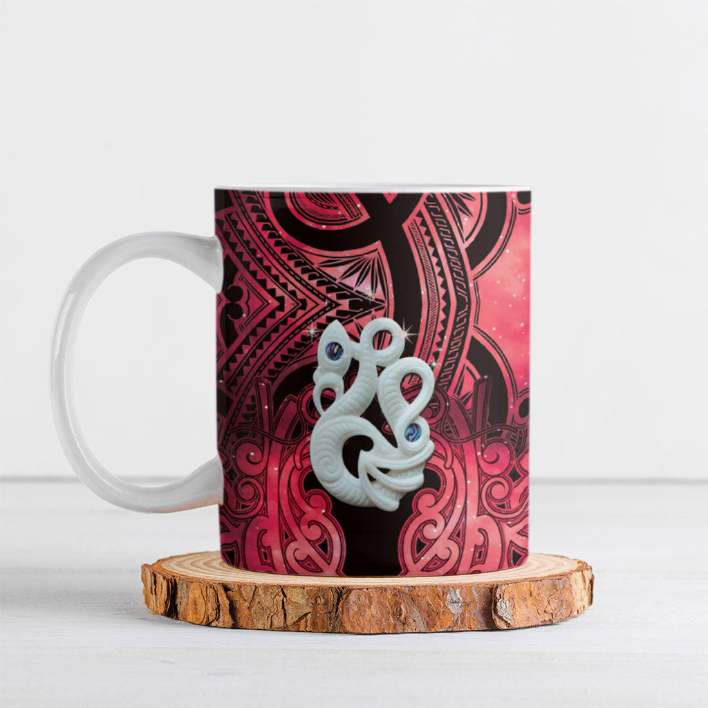 Personalised Maori Matariki Manaia Whero Ceramic Mug Maori Kowhaiwhai Pattern Galaxy
