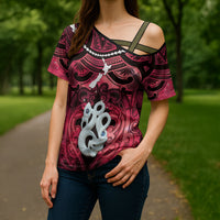 Personalised Maori Matariki Manaia Whero Cross Shoulder Shirt Maori Kowhaiwhai Pattern Galaxy LT01 - Polynesian Pride