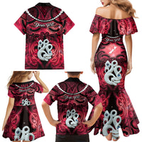 Personalised Maori Matariki Manaia Whero Family Matching Mermaid Dress and Hawaiian Shirt Maori Kowhaiwhai Pattern Galaxy