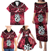 Personalised Maori Matariki Manaia Whero Family Matching Puletasi and Hawaiian Shirt Maori Kowhaiwhai Pattern Galaxy