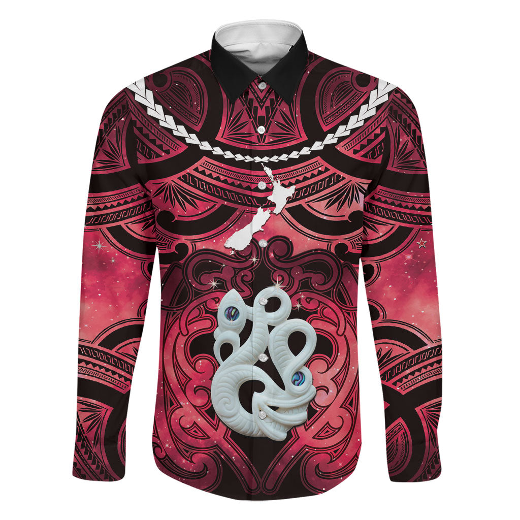 Personalised Maori Matariki Manaia Whero Family Matching Summer Maxi Dress and Hawaiian Shirt Maori Kowhaiwhai Pattern Galaxy