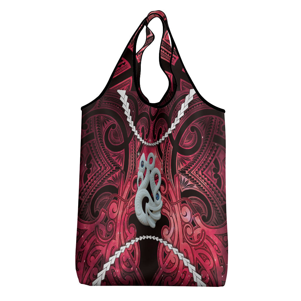 Maori Matariki Manaia Whero Grocery Bag Maori Kowhaiwhai Pattern Galaxy LT01 - Polynesian Pride