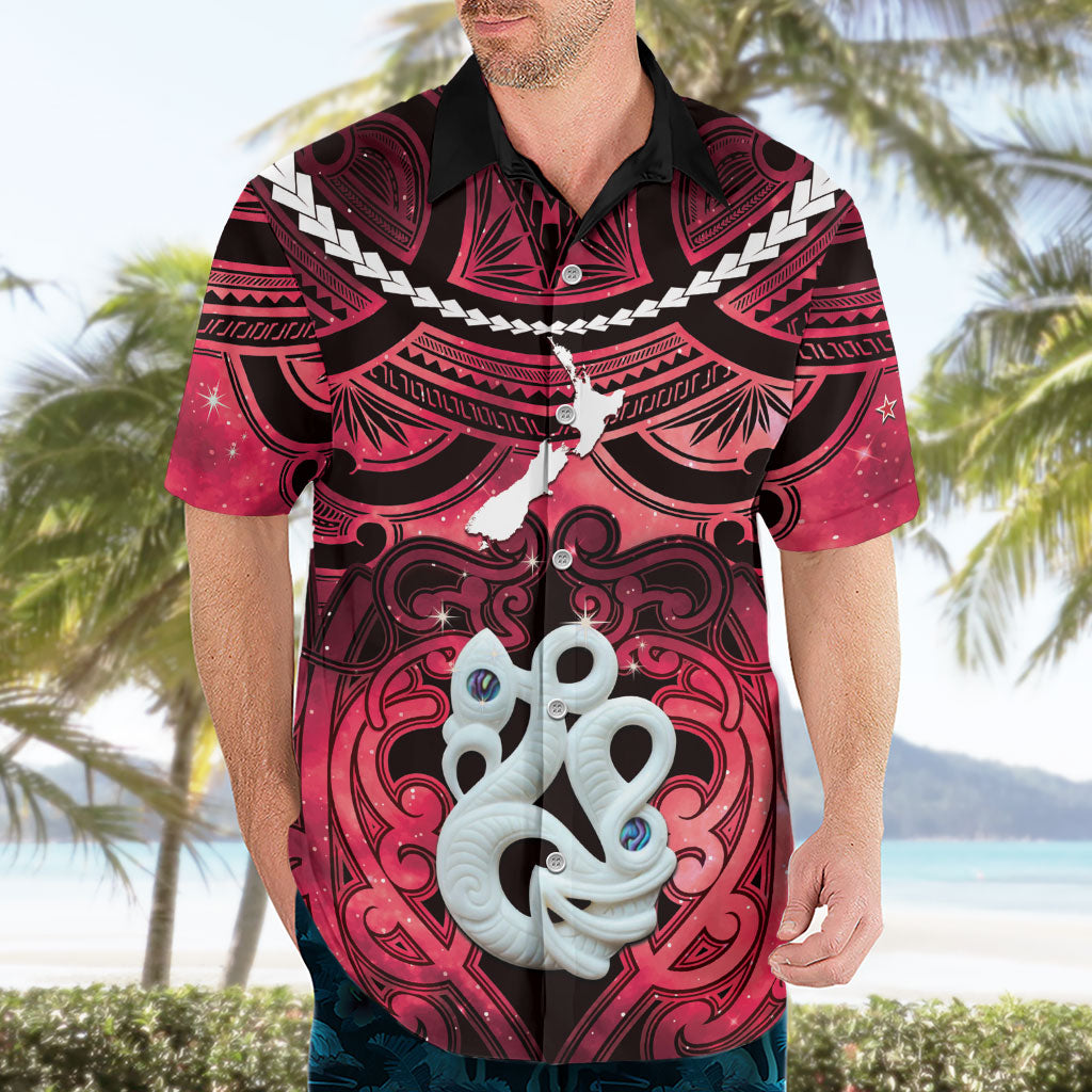 Personalised Maori Matariki Manaia Whero Hawaiian Shirt Maori Kowhaiwhai Pattern Galaxy LT01 - Polynesian Pride