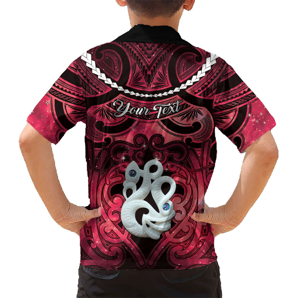 Personalised Maori Matariki Manaia Whero Kid Hawaiian Shirt Maori Kowhaiwhai Pattern Galaxy