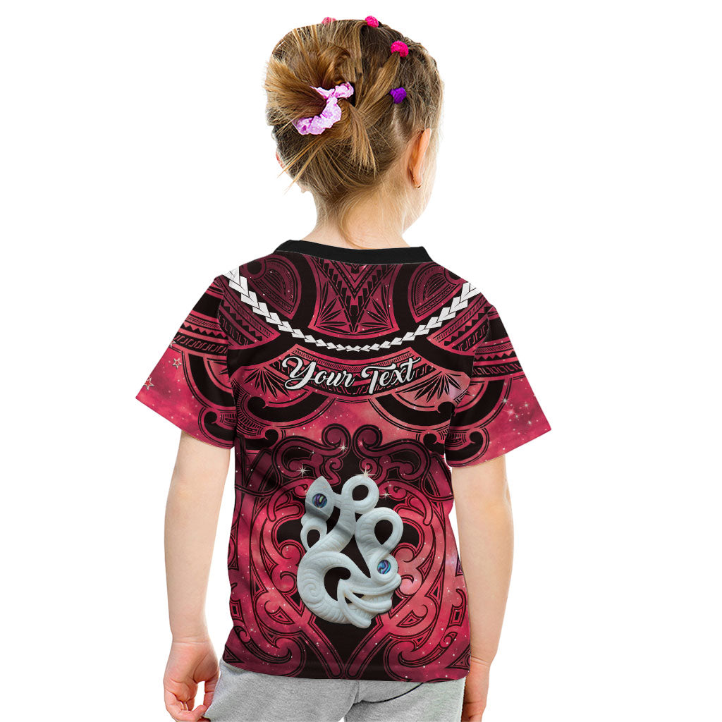 Personalised Maori Matariki Manaia Whero Kid T Shirt Maori Kowhaiwhai Pattern Galaxy LT01 - Polynesian Pride