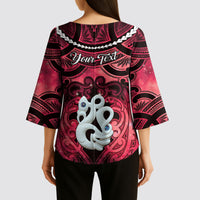 Personalised Maori Matariki Manaia Whero Kimono Sleeve Blouse Maori Kowhaiwhai Pattern Galaxy LT01 - Polynesian Pride