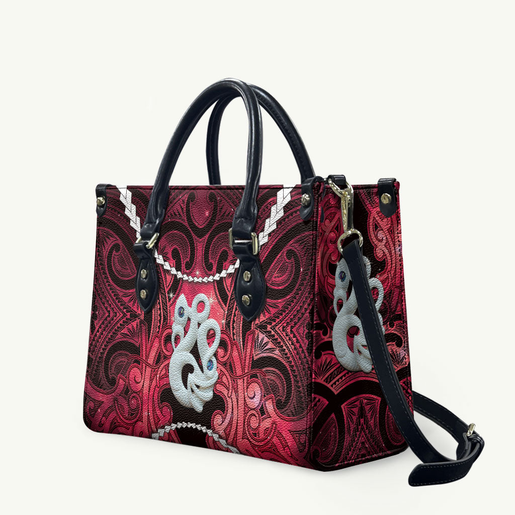 Maori Matariki Manaia Whero Leather Bag Maori Kowhaiwhai Pattern Galaxy