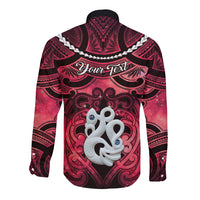 Personalised Maori Matariki Manaia Whero Long Sleeve Button Shirt Maori Kowhaiwhai Pattern Galaxy LT01 - Polynesian Pride