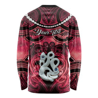 Personalised Maori Matariki Manaia Whero Long Sleeve Shirt Maori Kowhaiwhai Pattern Galaxy LT01 - Polynesian Pride