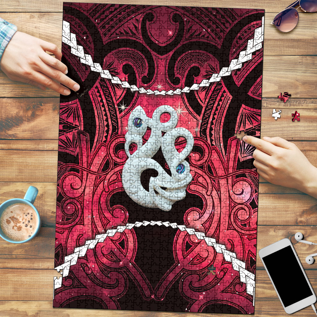 Maori Matariki Manaia Whero Puzzle Maori Kowhaiwhai Pattern Galaxy LT01 Red - Polynesian Pride