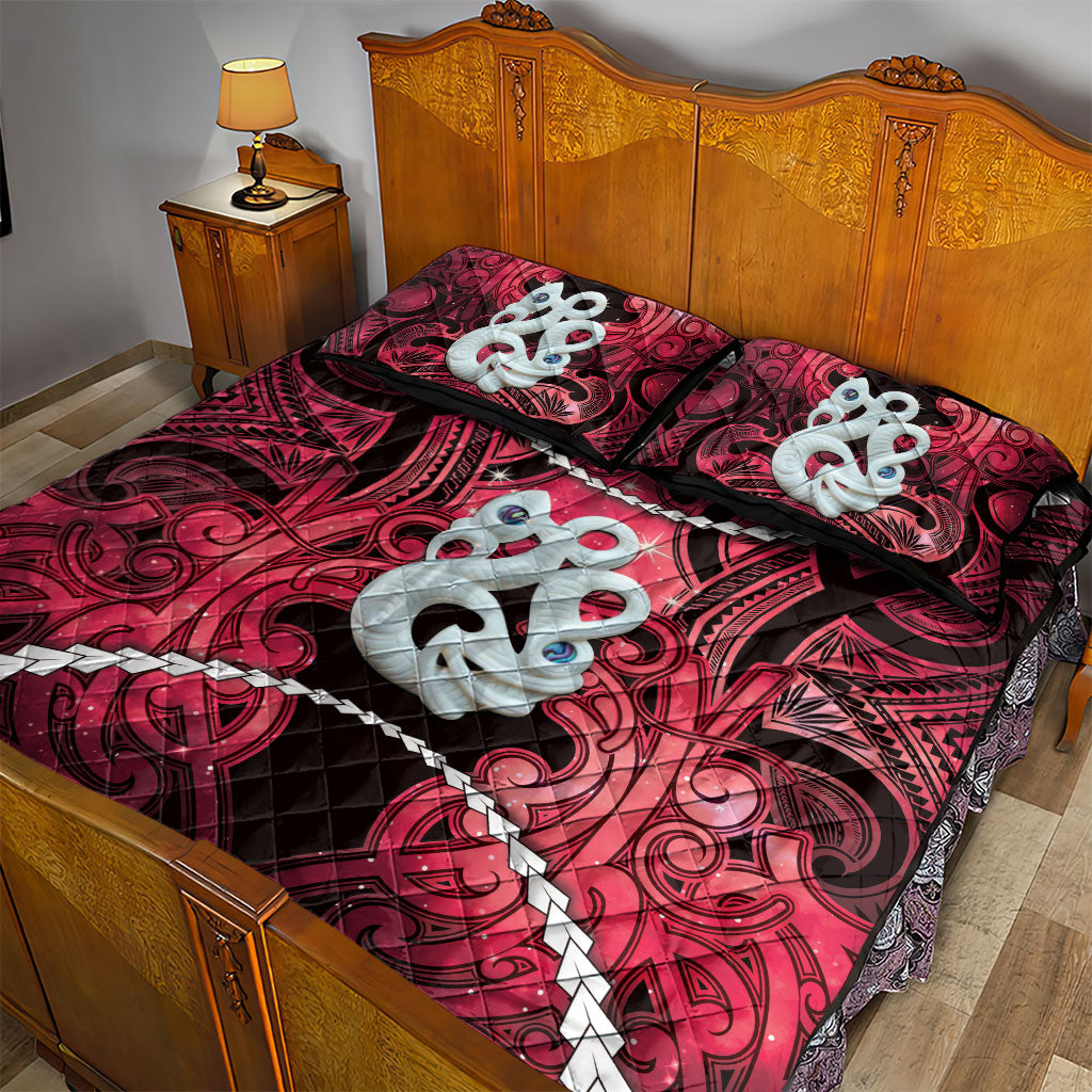 Maori Matariki Manaia Whero Quilt Bed Set Maori Kowhaiwhai Pattern Galaxy LT01 - Polynesian Pride