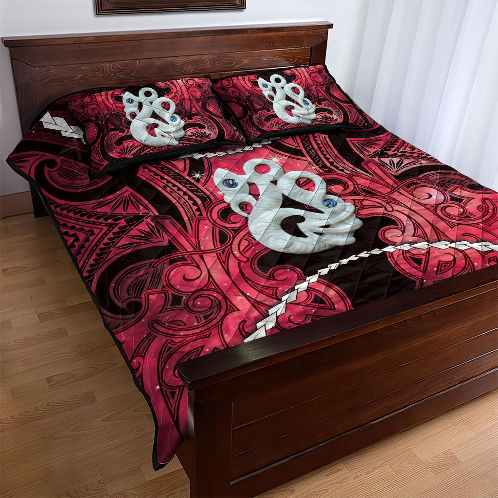 Maori Matariki Manaia Whero Quilt Bed Set Maori Kowhaiwhai Pattern Galaxy LT01 - Polynesian Pride