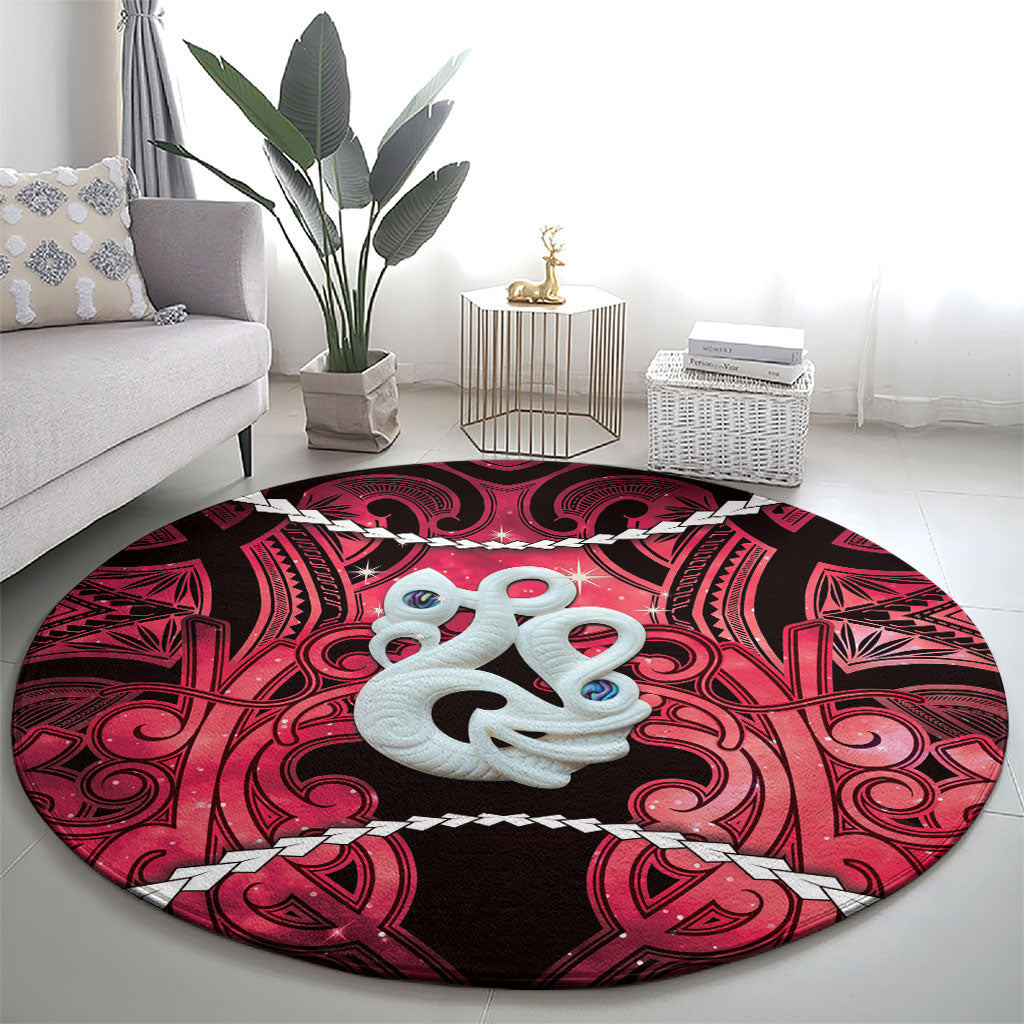 Maori Matariki Manaia Whero Round Carpet Maori Kowhaiwhai Pattern Galaxy LT01 - Polynesian Pride