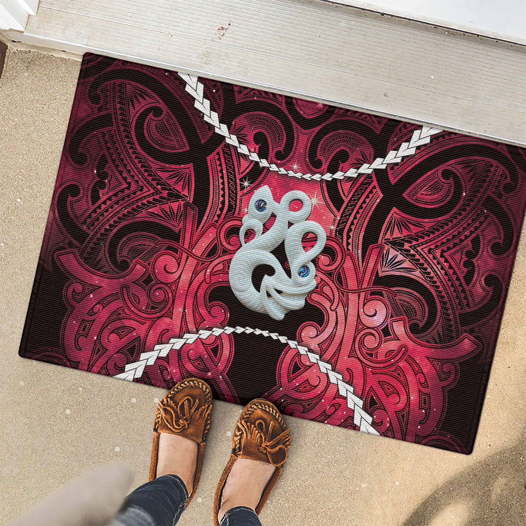 Maori Matariki Manaia Whero Rubber Doormat Maori Kowhaiwhai Pattern Galaxy LT01 - Polynesian Pride