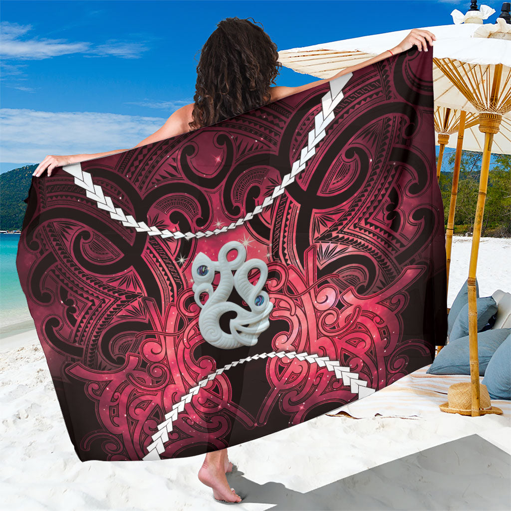 Maori Matariki Manaia Whero Sarong Maori Kowhaiwhai Pattern Galaxy LT01 One Size 44 x 66 inches Red - Polynesian Pride