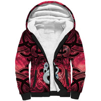 Personalised Maori Matariki Manaia Whero Sherpa Hoodie Maori Kowhaiwhai Pattern Galaxy LT01 Unisex Red - Polynesian Pride