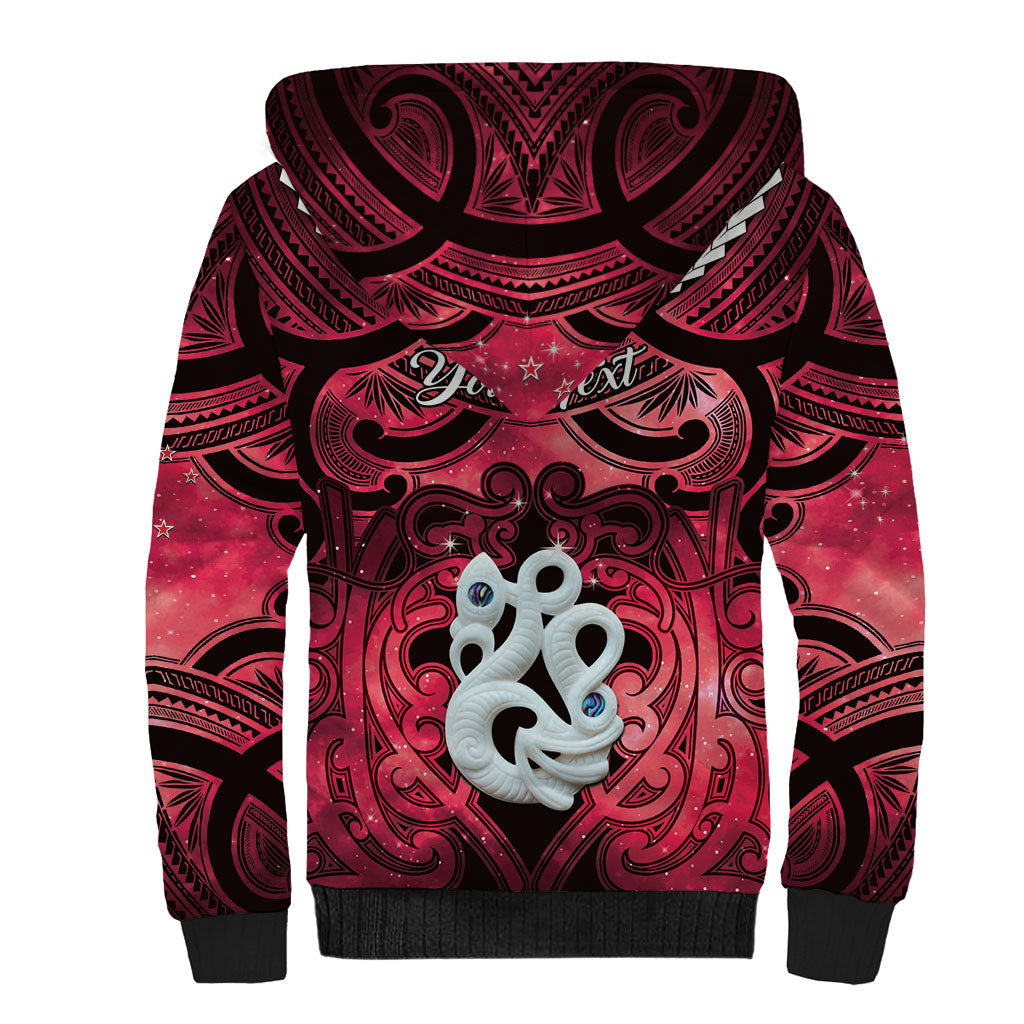 Personalised Maori Matariki Manaia Whero Sherpa Hoodie Maori Kowhaiwhai Pattern Galaxy LT01 - Polynesian Pride