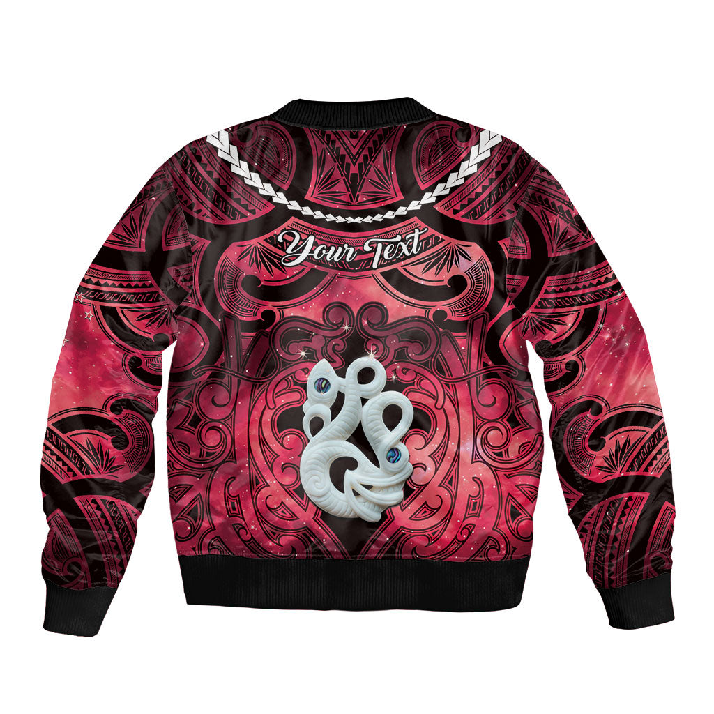 Personalised Maori Matariki Manaia Whero Sleeve Zip Bomber Jacket Maori Kowhaiwhai Pattern Galaxy LT01 - Polynesian Pride