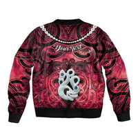 Personalised Maori Matariki Manaia Whero Sleeve Zip Bomber Jacket Maori Kowhaiwhai Pattern Galaxy LT01 - Polynesian Pride