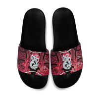 Maori Matariki Manaia Whero Slide Sandals Maori Kowhaiwhai Pattern Galaxy LT01 Red - Polynesian Pride