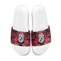 Maori Matariki Manaia Whero Slide Sandals Maori Kowhaiwhai Pattern Galaxy LT01 Red - Polynesian Pride