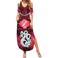 Personalised Maori Matariki Manaia Whero Summer Maxi Dress Maori Kowhaiwhai Pattern Galaxy