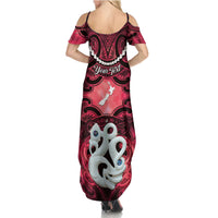 Personalised Maori Matariki Manaia Whero Summer Maxi Dress Maori Kowhaiwhai Pattern Galaxy