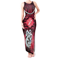 Personalised Maori Matariki Manaia Whero Tank Maxi Dress Maori Kowhaiwhai Pattern Galaxy LT01 Women Red - Polynesian Pride