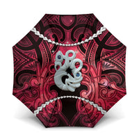 Maori Matariki Manaia Whero Umbrella Maori Kowhaiwhai Pattern Galaxy LT01 One Size Folded 11.42 inch Opened Diameter 37.4 inch Red - Polynesian Pride