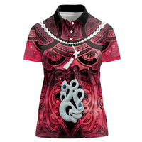Personalised Maori Matariki Manaia Whero Women Polo Shirt Maori Kowhaiwhai Pattern Galaxy
