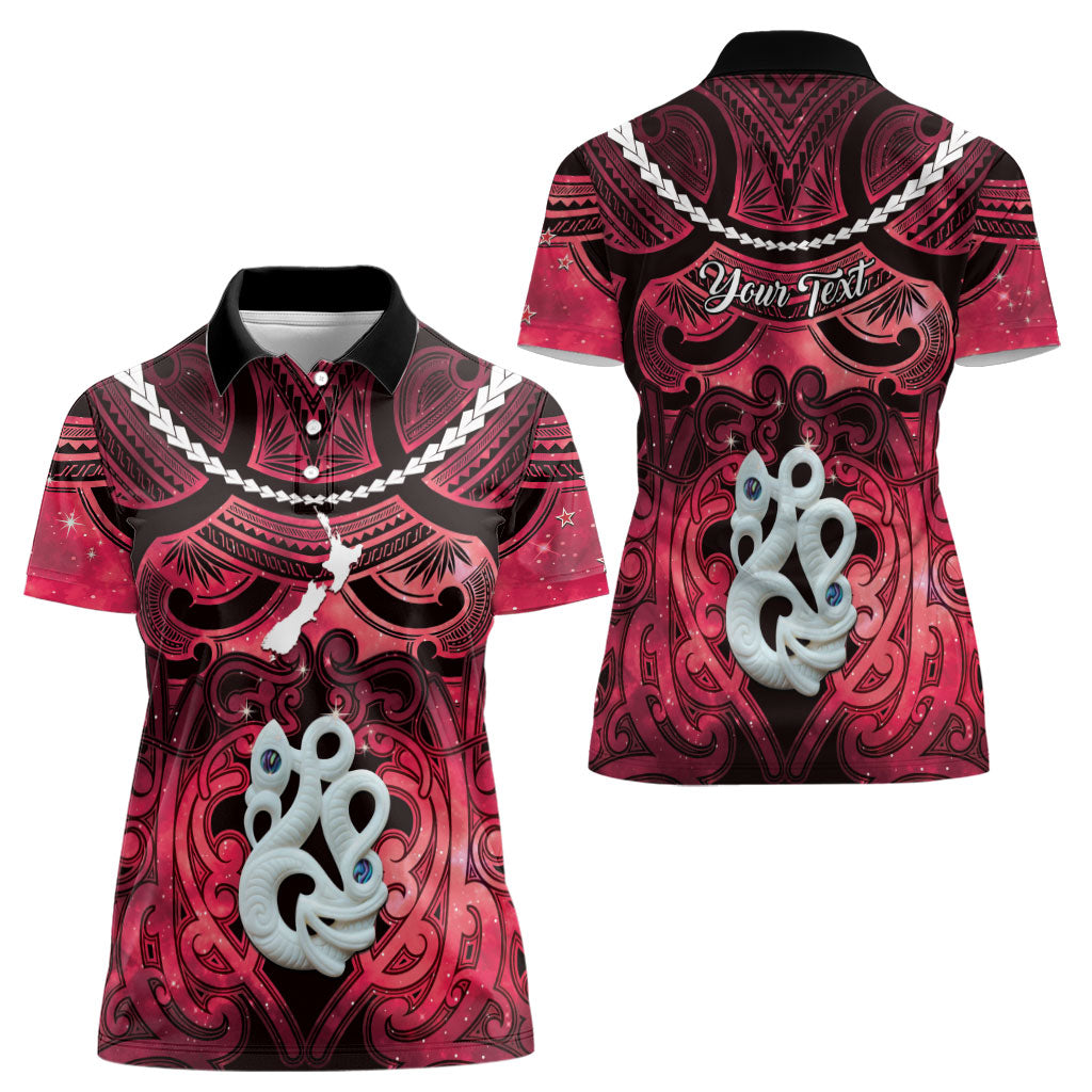 Personalised Maori Matariki Manaia Whero Women Polo Shirt Maori Kowhaiwhai Pattern Galaxy