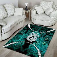 Maori Matariki Manaia Turquoise Area Rug Maori Kowhaiwhai Pattern Galaxy LT01 - Polynesian Pride