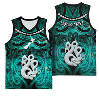 Personalised Maori Matariki Manaia Turquoise Basketball Jersey Maori Kowhaiwhai Pattern Galaxy LT01 - Polynesian Pride