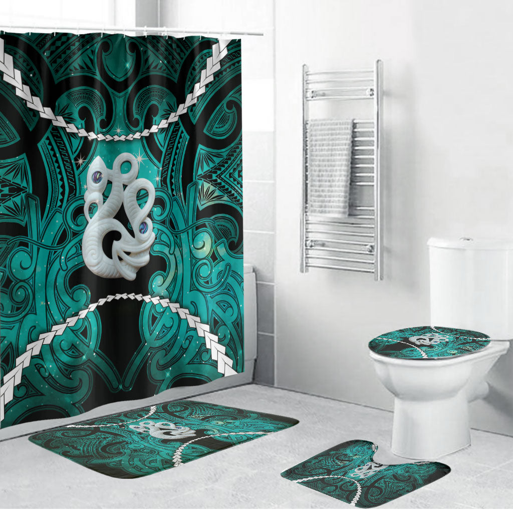 Maori Matariki Manaia Turquoise Bathroom Set Maori Kowhaiwhai Pattern Galaxy