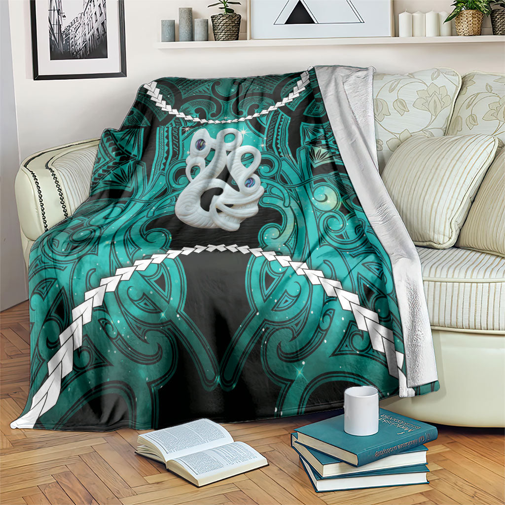 Maori Matariki Manaia Turquoise Blanket Maori Kowhaiwhai Pattern Galaxy LT01 Turquoise - Polynesian Pride