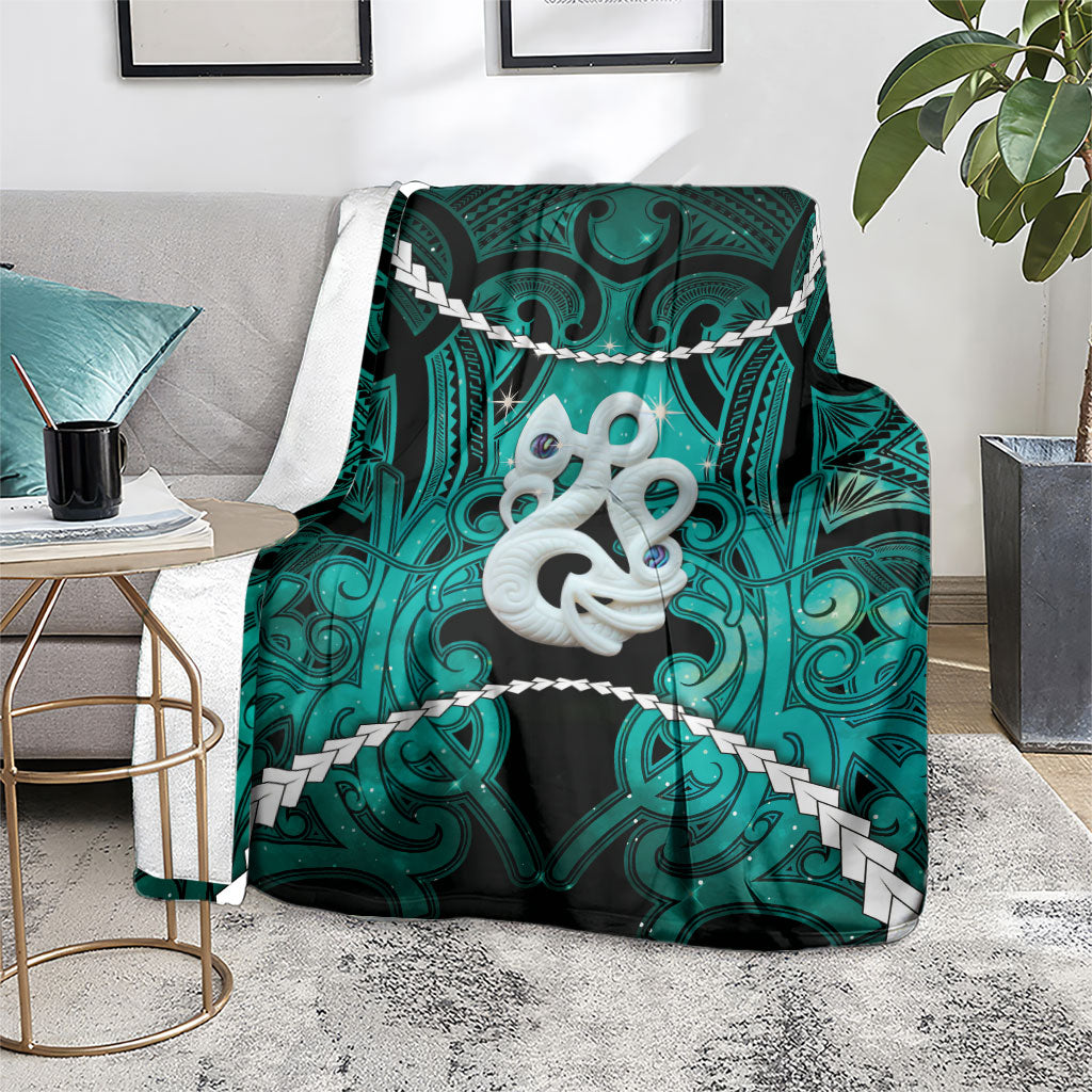 Maori Matariki Manaia Turquoise Blanket Maori Kowhaiwhai Pattern Galaxy LT01 - Polynesian Pride