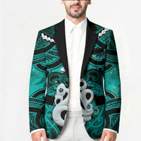 Personalised Maori Matariki Manaia Turquoise Blazer Maori Kowhaiwhai Pattern Galaxy LT01 - Polynesian Pride