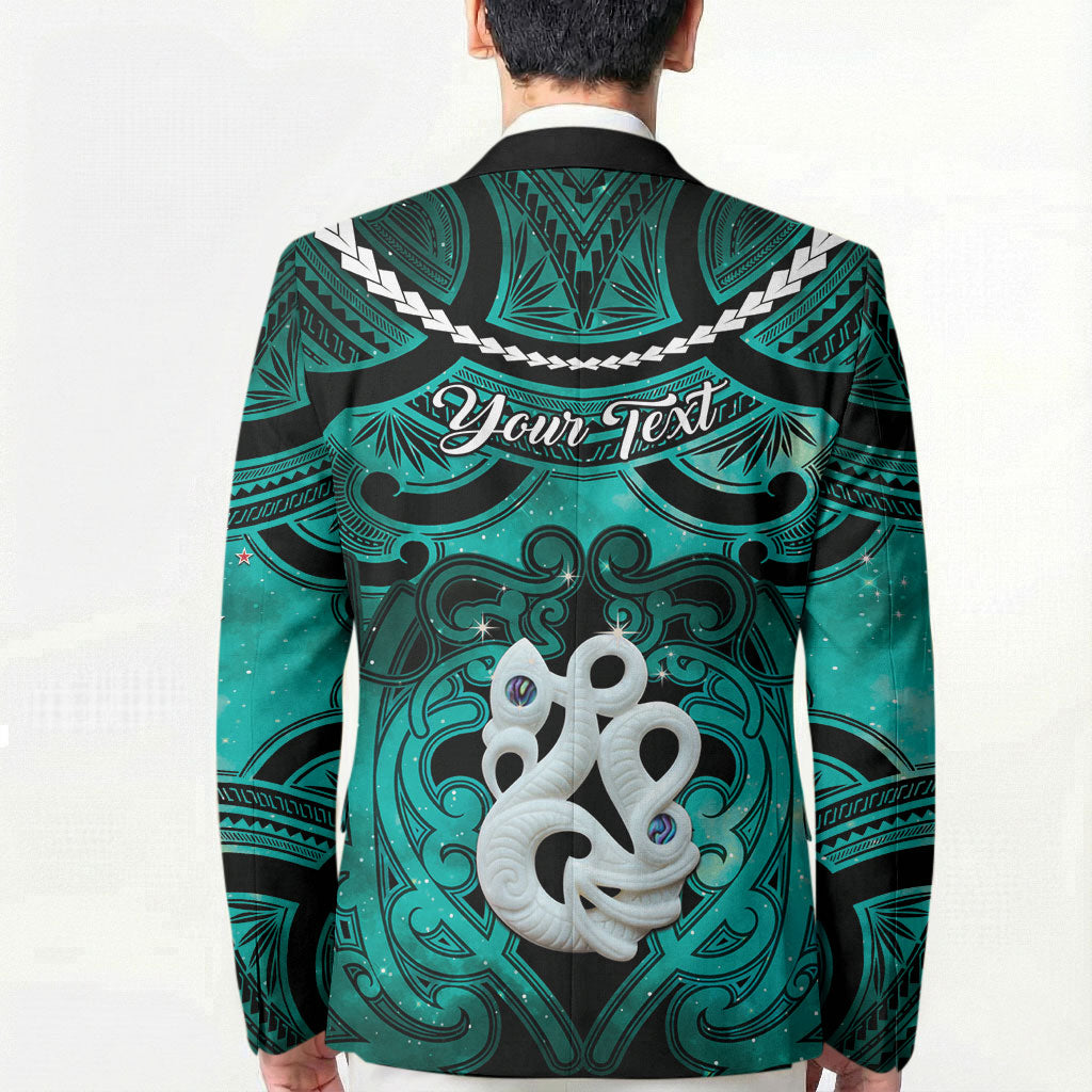 Personalised Maori Matariki Manaia Turquoise Blazer Maori Kowhaiwhai Pattern Galaxy LT01 - Polynesian Pride