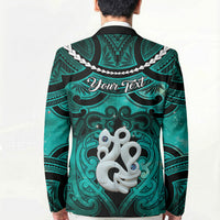 Personalised Maori Matariki Manaia Turquoise Blazer Maori Kowhaiwhai Pattern Galaxy LT01 - Polynesian Pride