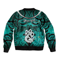Personalised Maori Matariki Manaia Turquoise Bomber Jacket Maori Kowhaiwhai Pattern Galaxy LT01 - Polynesian Pride