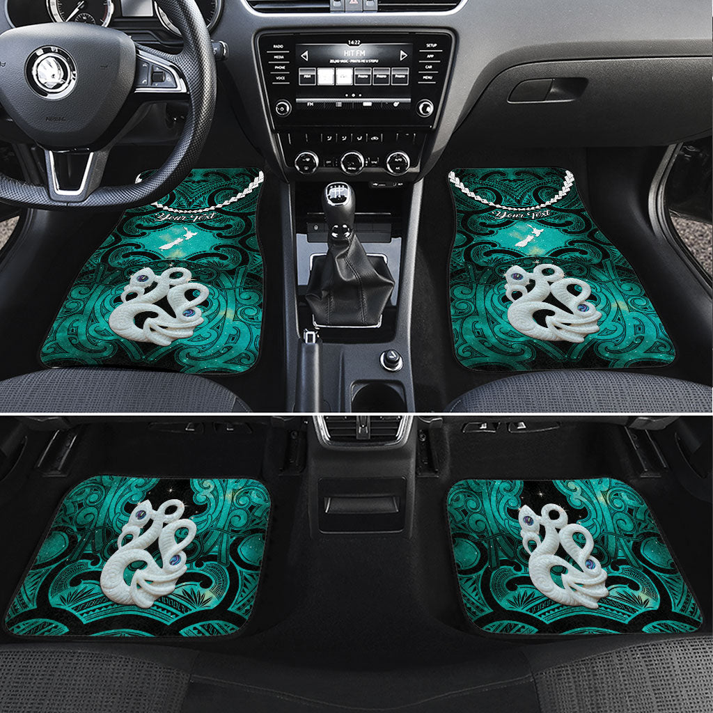 Personalised Maori Matariki Manaia Turquoise Car Mats Maori Kowhaiwhai Pattern Galaxy LT01 Set 4pcs Turquoise - Polynesian Pride