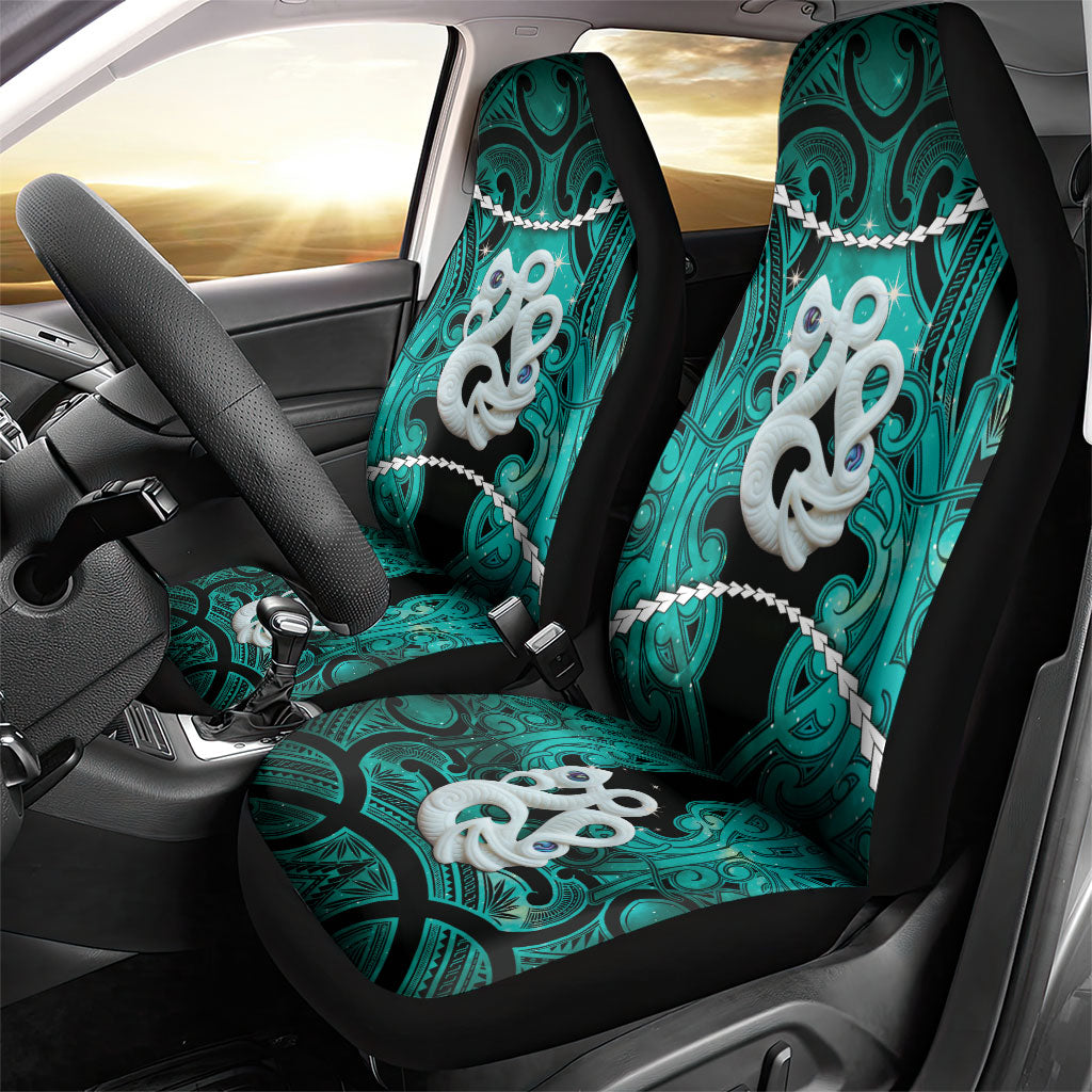 Maori Matariki Manaia Turquoise Car Seat Cover Maori Kowhaiwhai Pattern Galaxy LT01 - Polynesian Pride