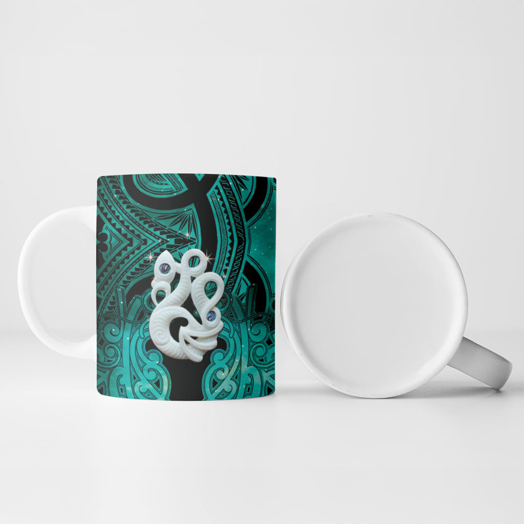 Personalised Maori Matariki Manaia Turquoise Ceramic Mug Maori Kowhaiwhai Pattern Galaxy LT01 - Polynesian Pride