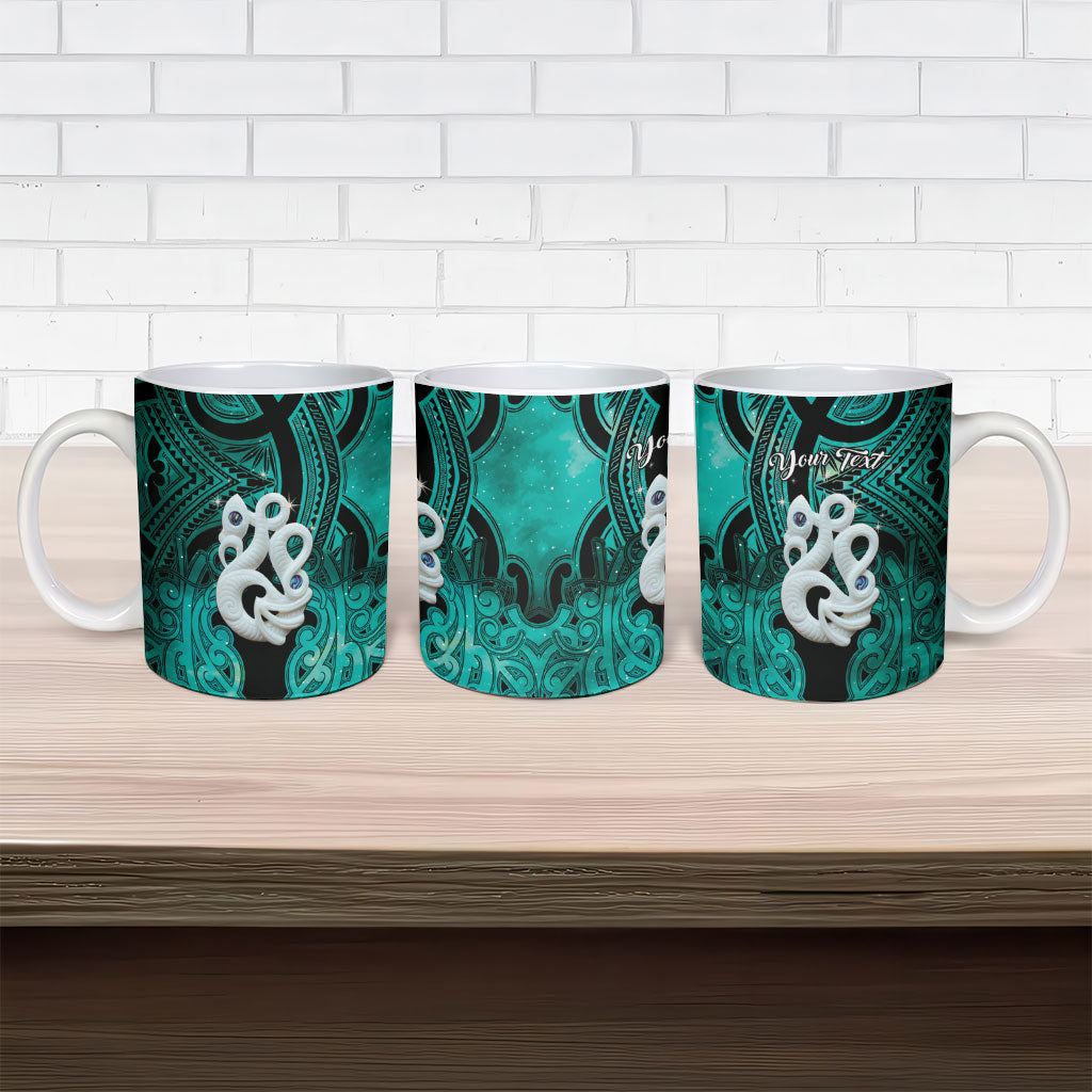 Personalised Maori Matariki Manaia Turquoise Ceramic Mug Maori Kowhaiwhai Pattern Galaxy LT01 - Polynesian Pride