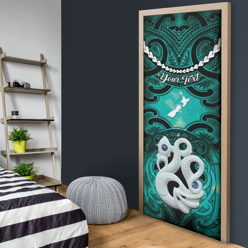 Personalised Maori Matariki Manaia Turquoise Door Cover Maori Kowhaiwhai Pattern Galaxy LT01 - Polynesian Pride
