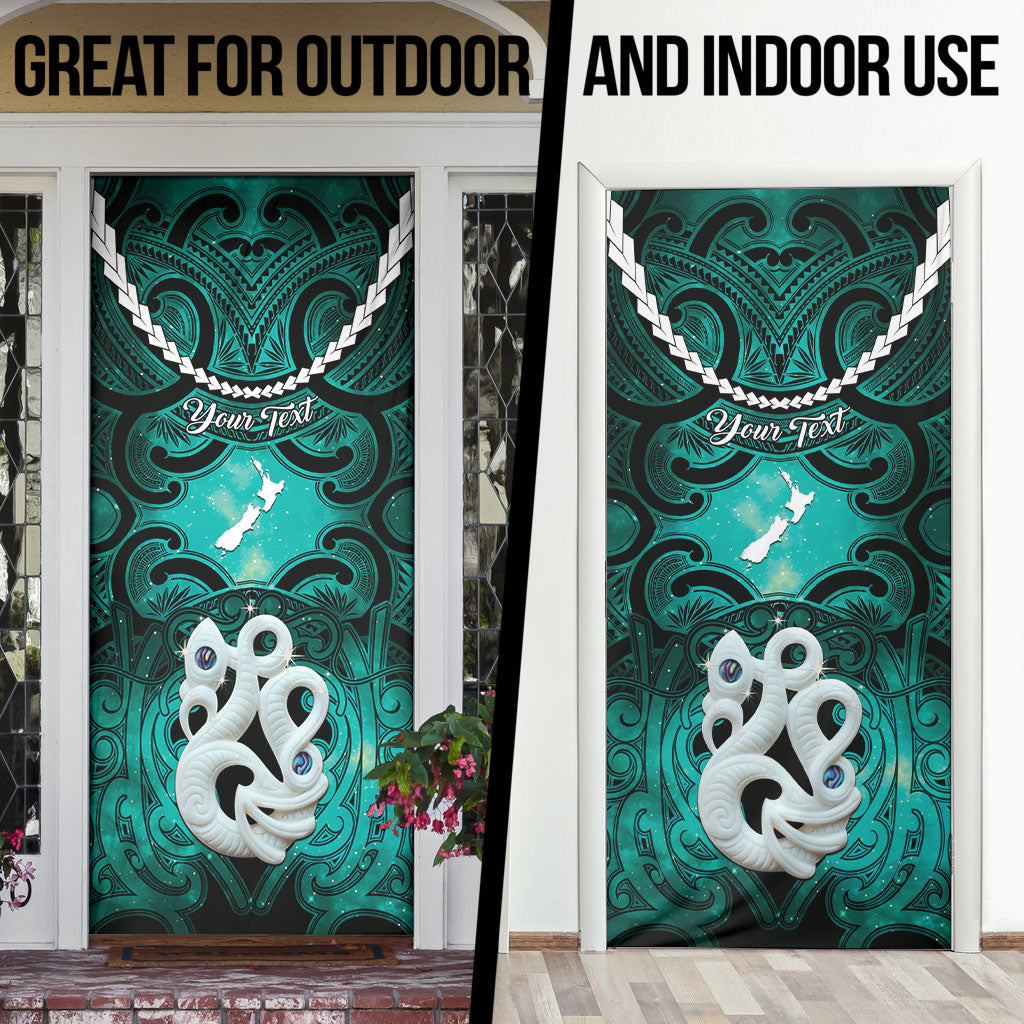 Personalised Maori Matariki Manaia Turquoise Door Cover Maori Kowhaiwhai Pattern Galaxy LT01 - Polynesian Pride