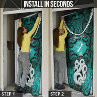Personalised Maori Matariki Manaia Turquoise Door Cover Maori Kowhaiwhai Pattern Galaxy LT01 - Polynesian Pride