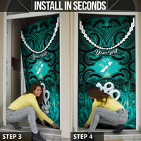 Personalised Maori Matariki Manaia Turquoise Door Cover Maori Kowhaiwhai Pattern Galaxy LT01 - Polynesian Pride
